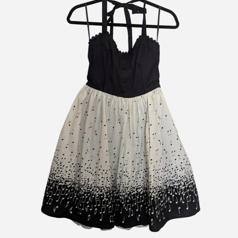 Hot Topic Music Note Halter Dress Small Mall Goth Emo Punk Rockabilly Mod Retro